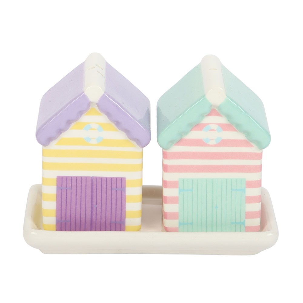 Something Different - Pastel Beach Hut Salt and Pepper set - Multicolours
